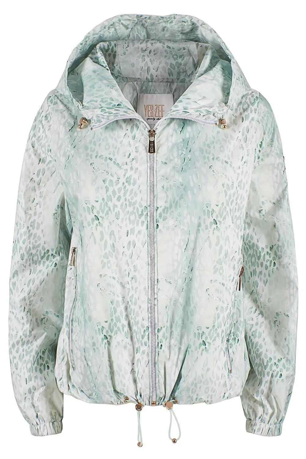 Yes Zee Women's Chic Snakeskin Effect Hooded Jacket in Lush Green