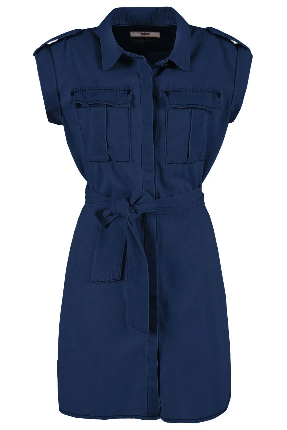 Yes Zee Women's Chic Sleeveless Denim Dress with Pockets