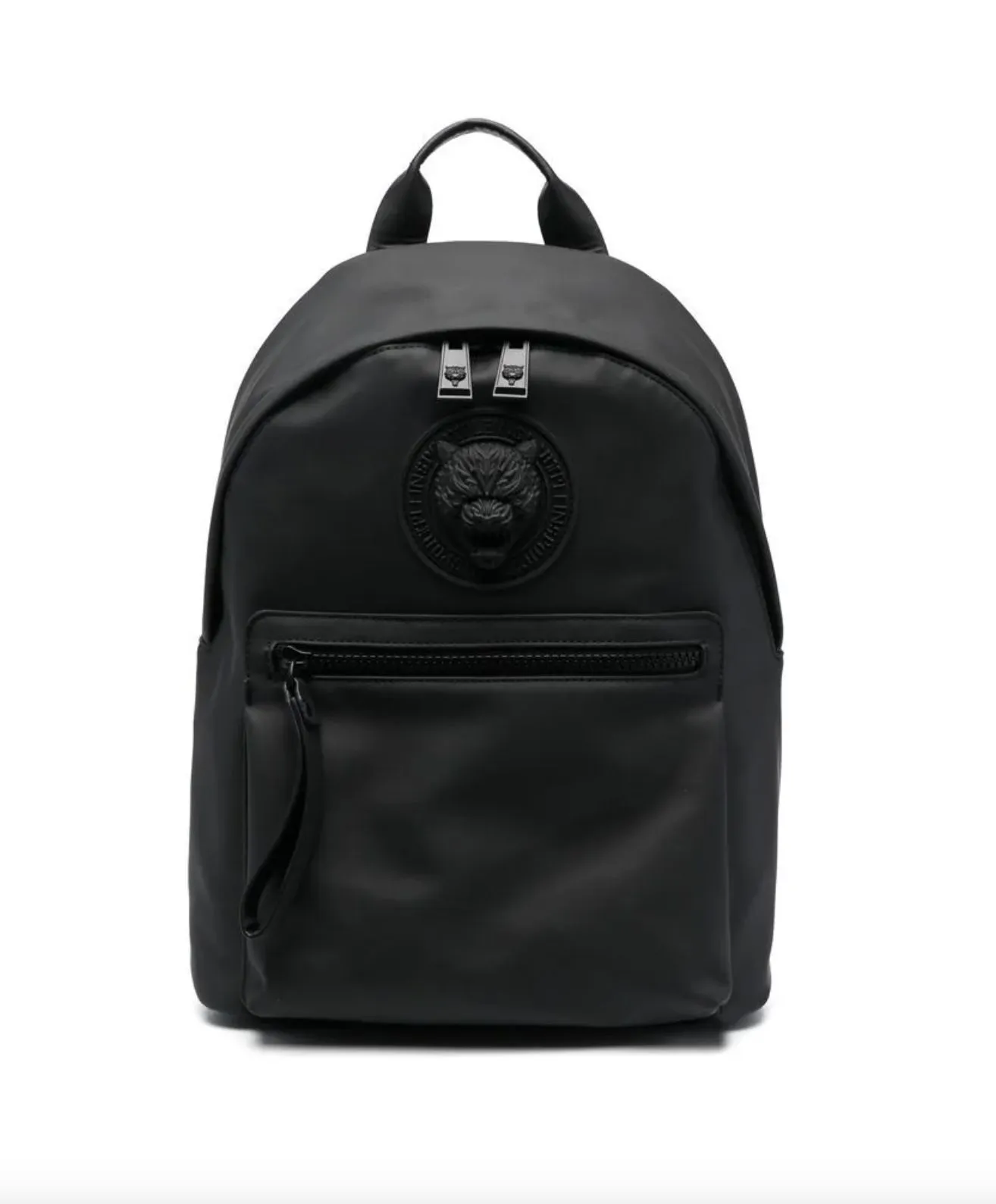 Plein Sport Men's Sleek Black Designer Backpack with Relief Logo