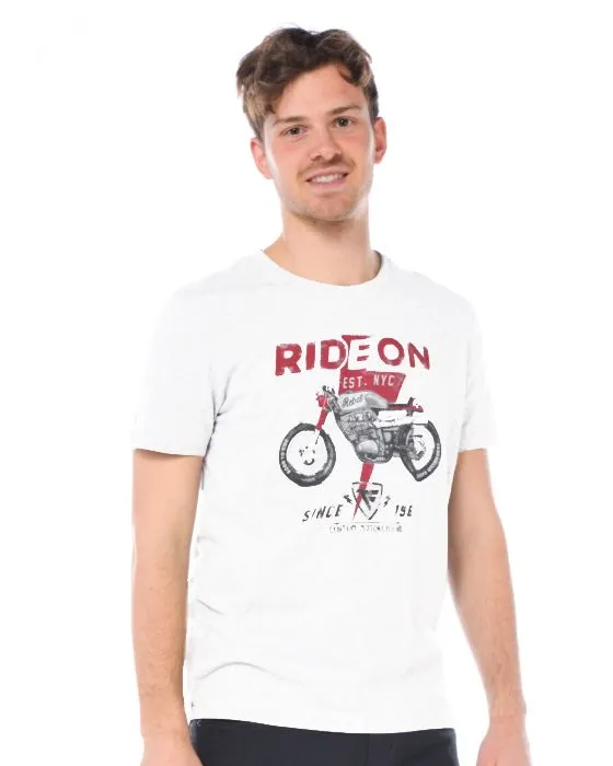Fred Mello Graphic Cotton Tee for Men - Crisp White