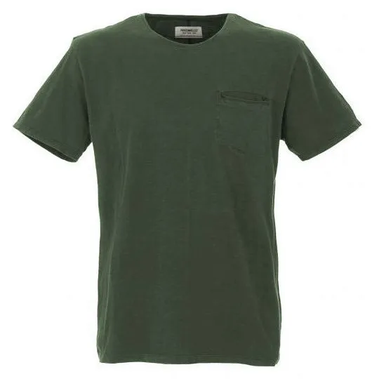Fred Mello Men's Vintage Green Crew Neck Tee with Chest Pocket
