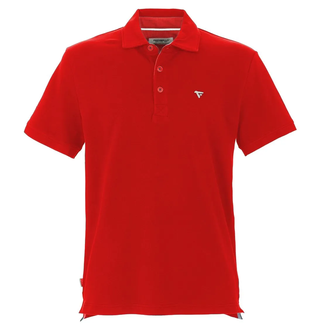 Fred Mello Men's Chic Red Cotton Blend Polo with Embroidered Logo