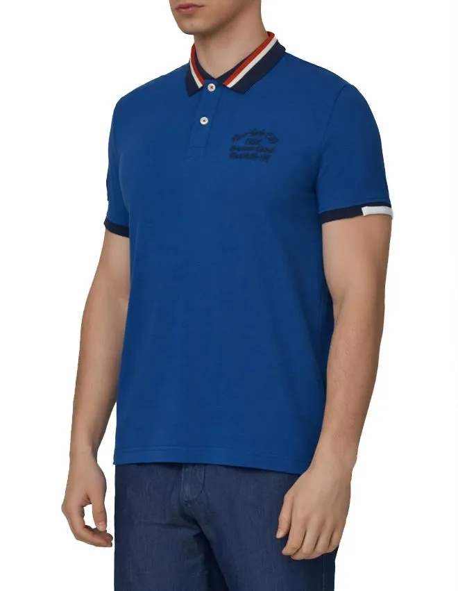 Fred Mello Men's Chic Short-Sleeved Cotton Polo with Embroidered Logo