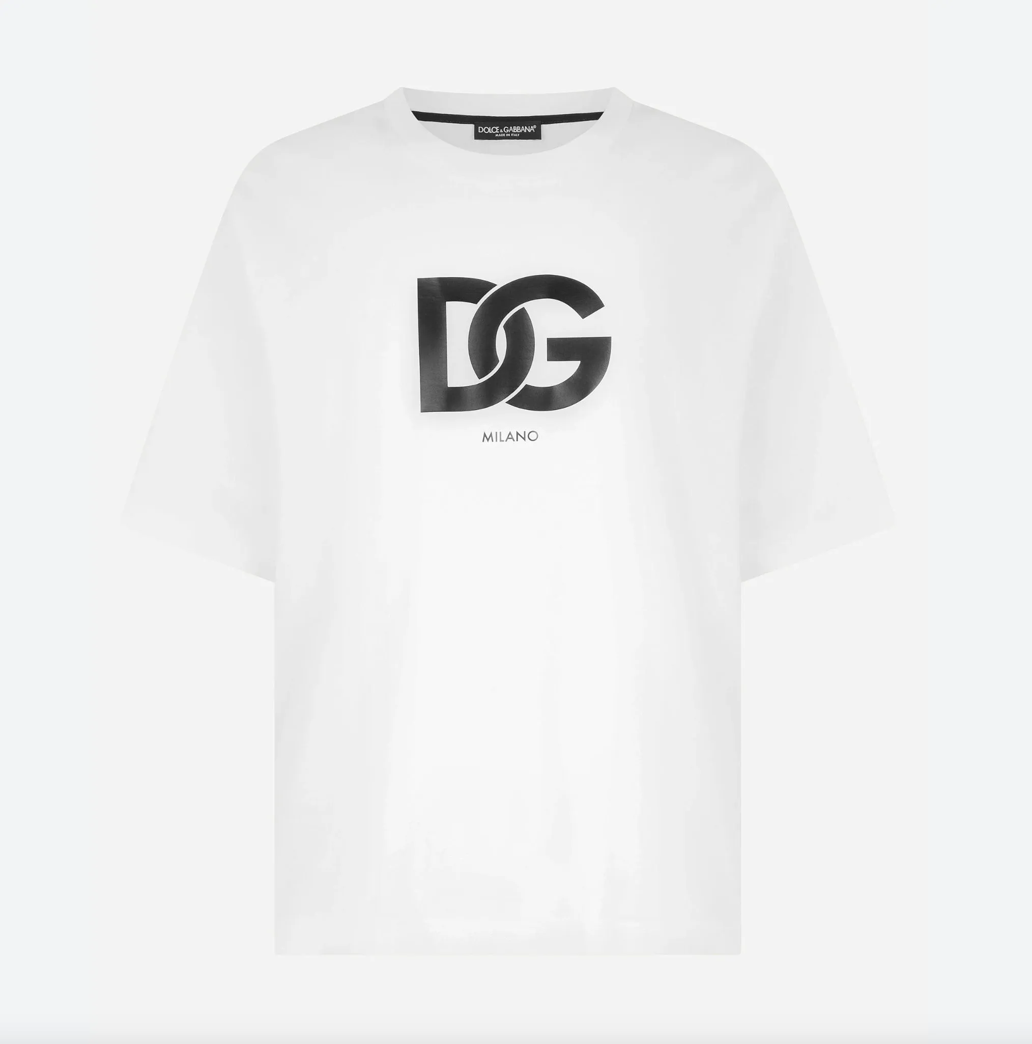 Dolce & Gabbana Men's Elegant White Logo Tee - Pure Cotton