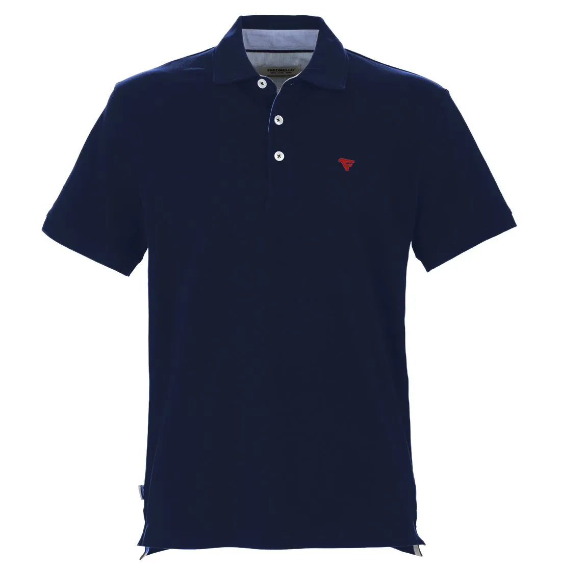 Fred Mello Men's Chic Short-Sleeved Cotton Polo in Blue