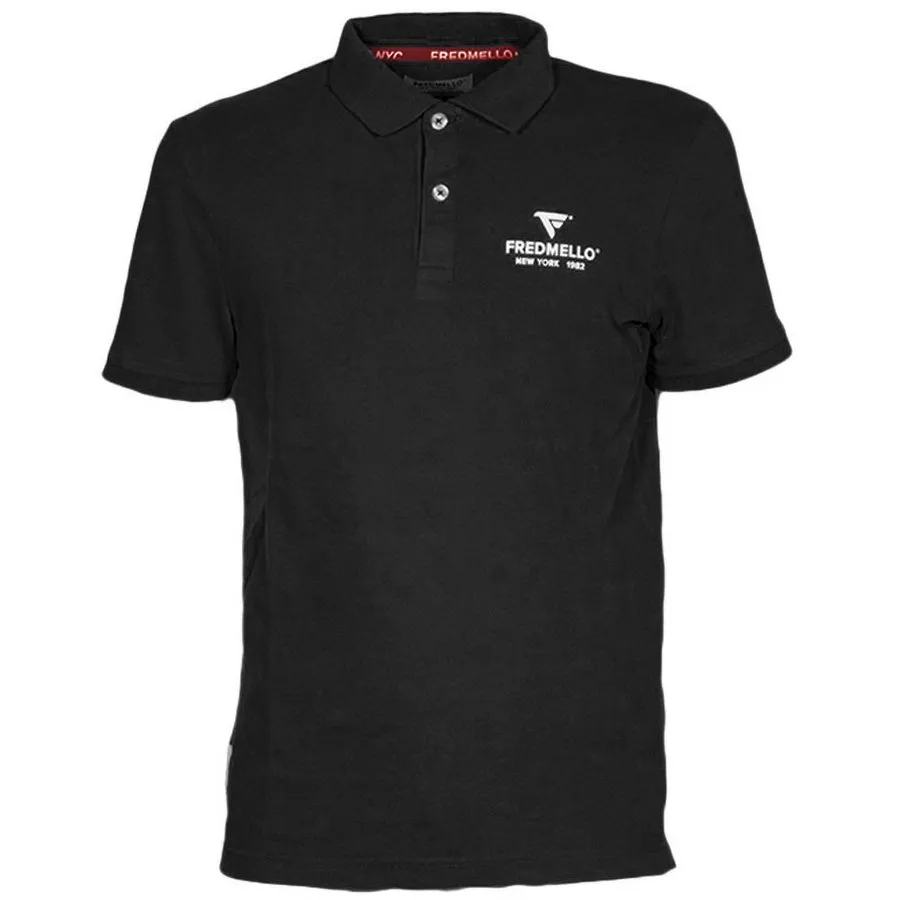 Fred Mello Men's Embossed Logo Cotton Blend Polo - Black