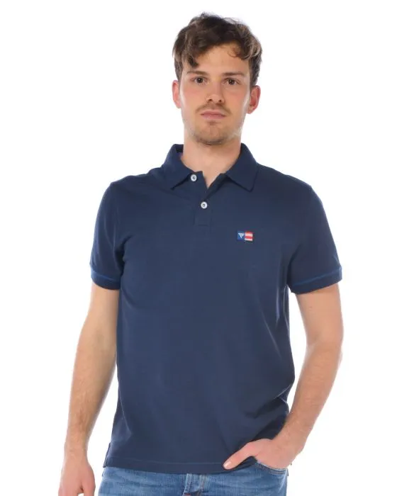 Fred Mello Men's Chic Cotton Polo with Embroidered Flag Logo