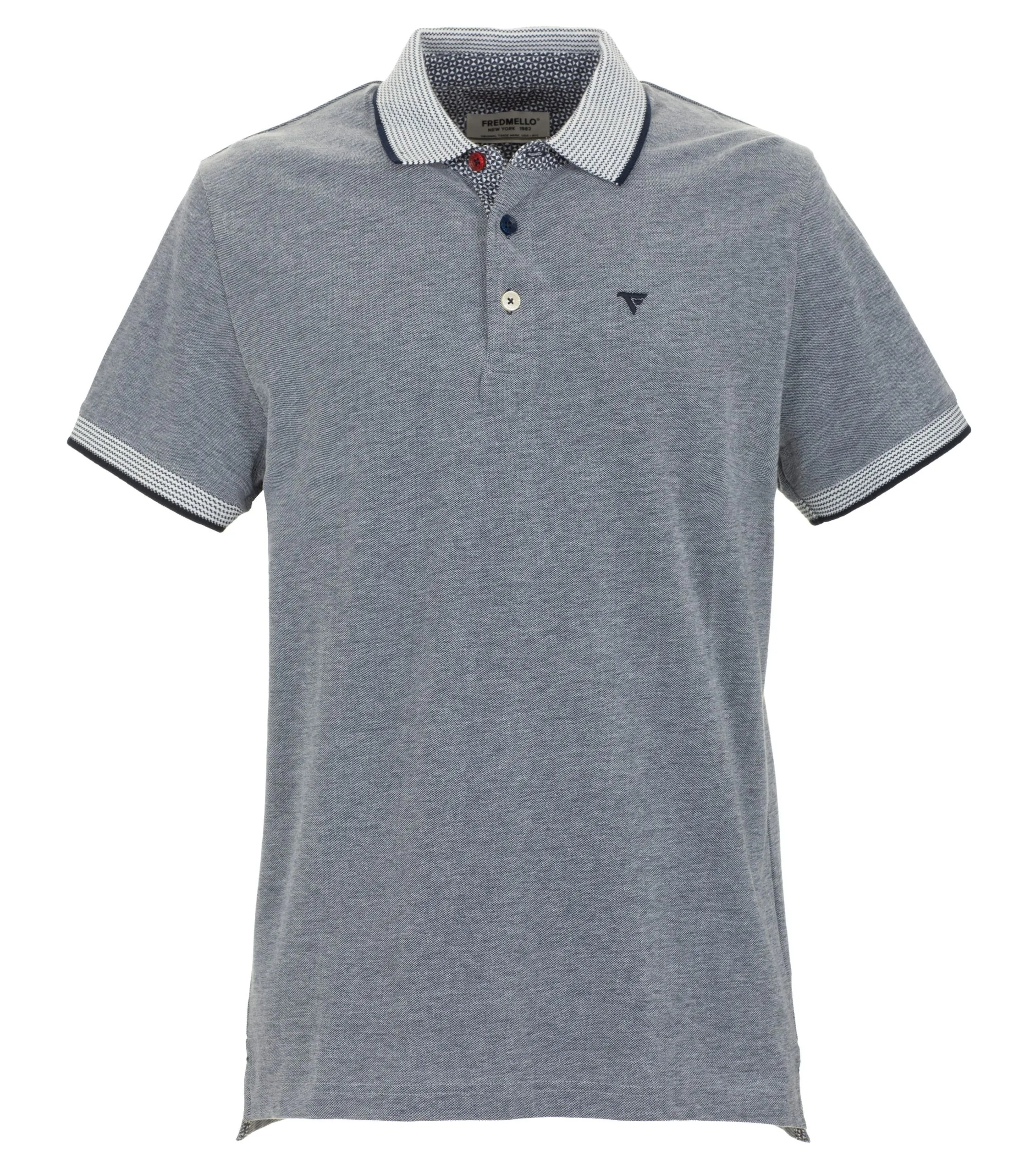 Fred Mello Men's Chic Contrasting Collar Blue Cotton Polo