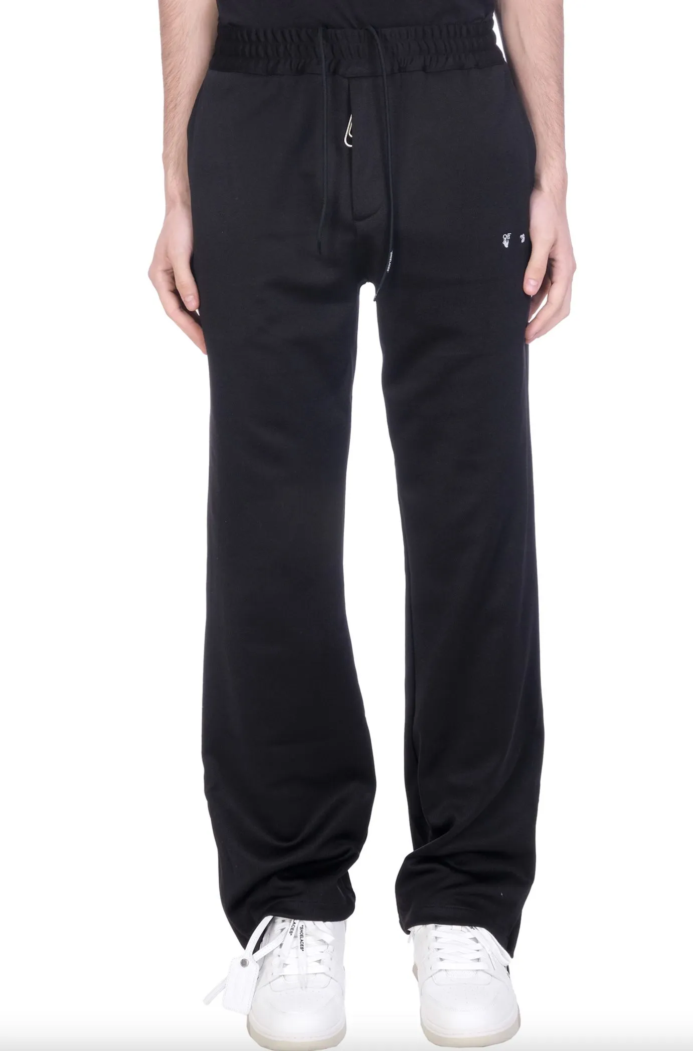 Off-White Men's Sleek Black Embroidered Slim Fit Pants