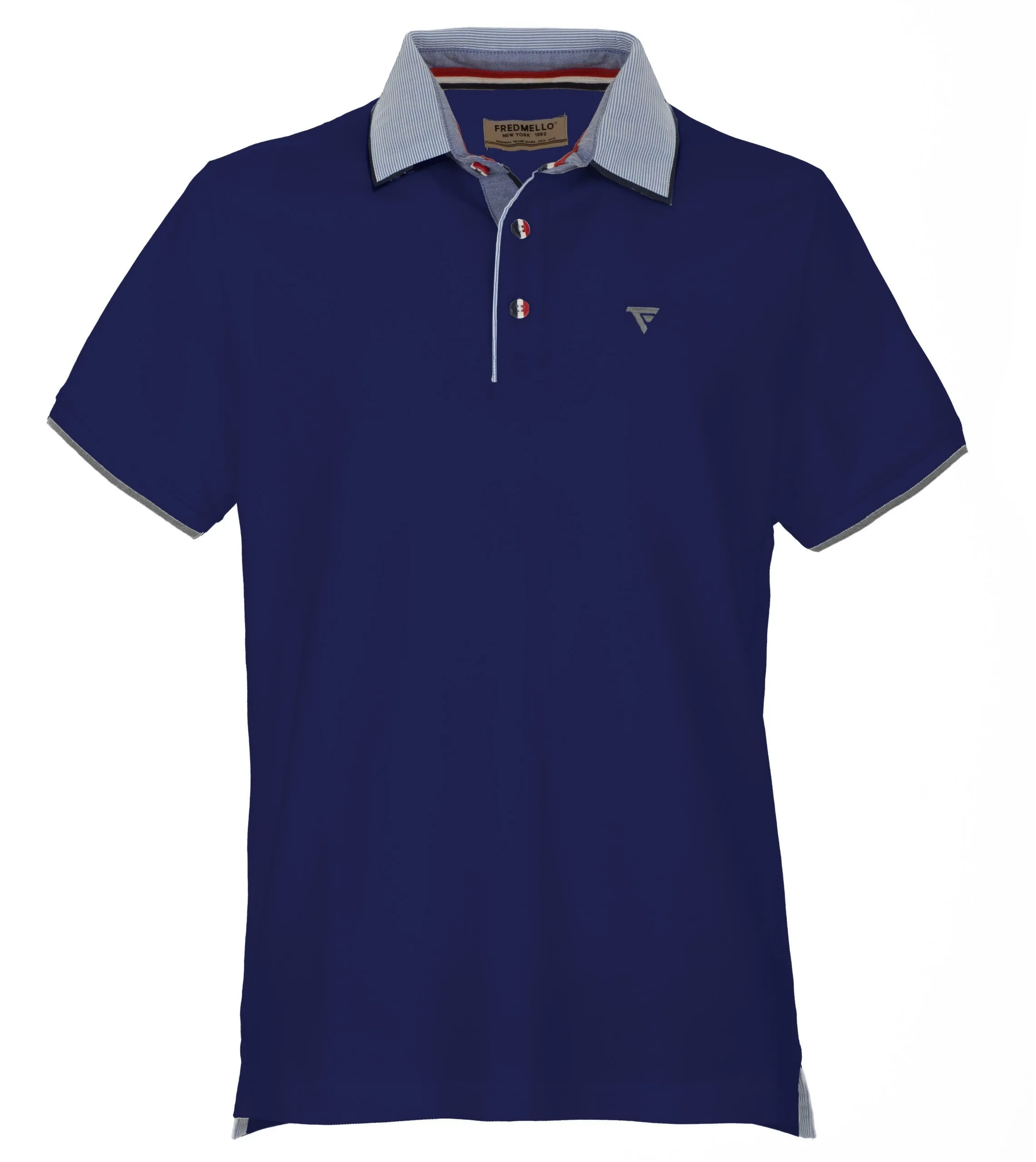 Fred Mello Men's Elegant Cotton Polo with Tricolor Buttons