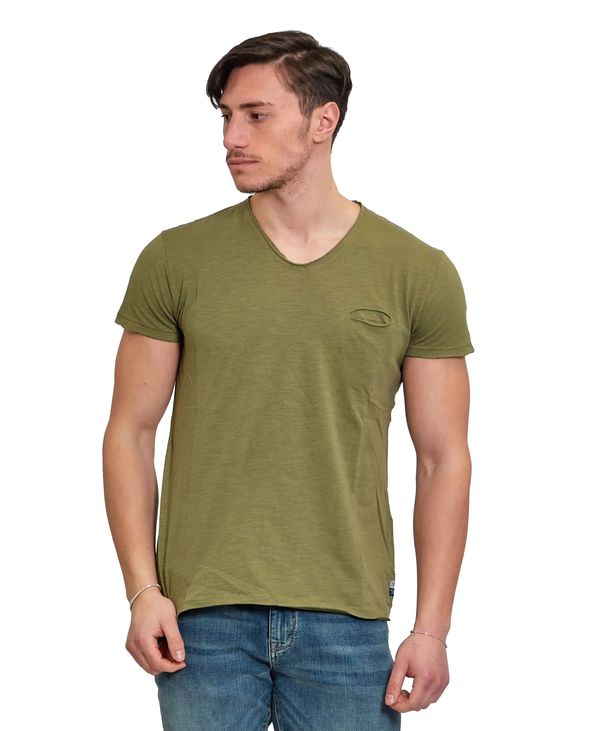 Yes Zee Men's Emerald Crew Neck Tee with Iconic Prints