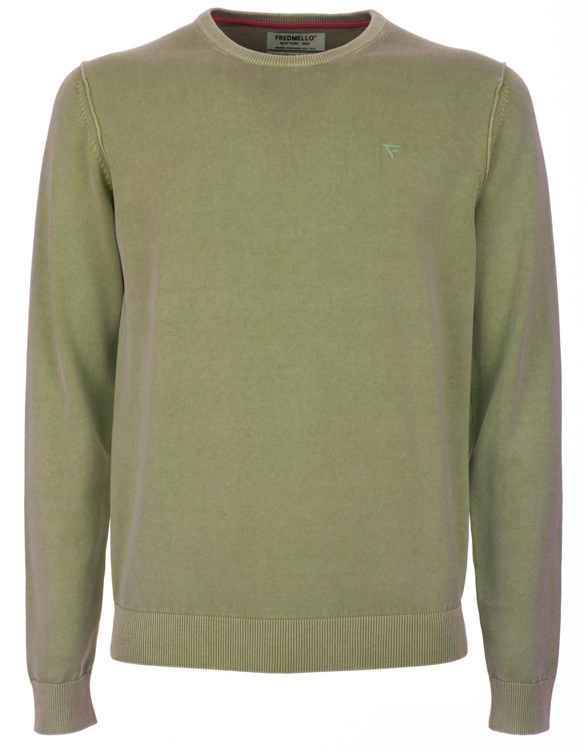 Fred Mello Men's Crew Neck Cotton Sweater with Unique Used Effect