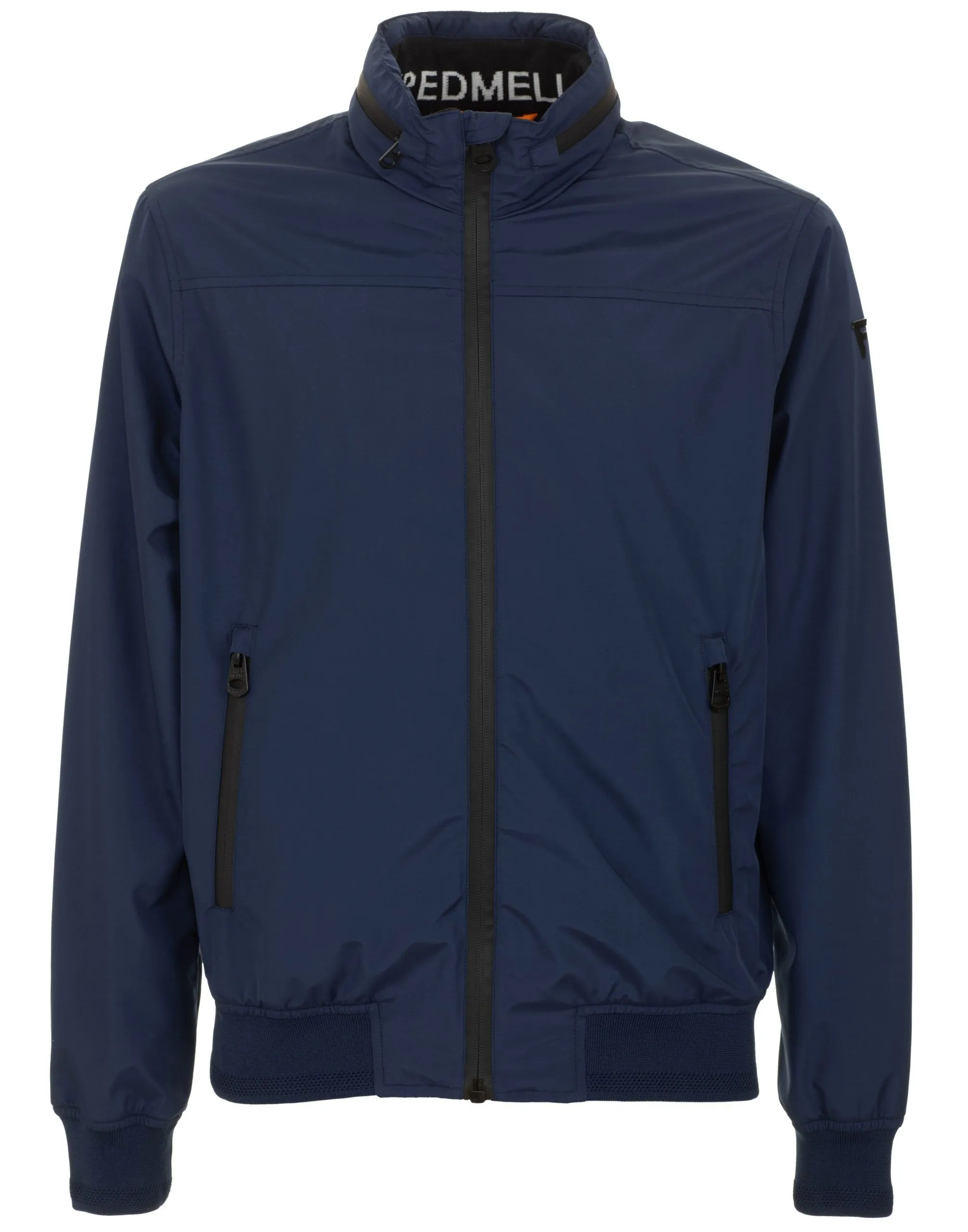 Fred Mello Men's Sleek Blue Windbreaker With Concealed Hood