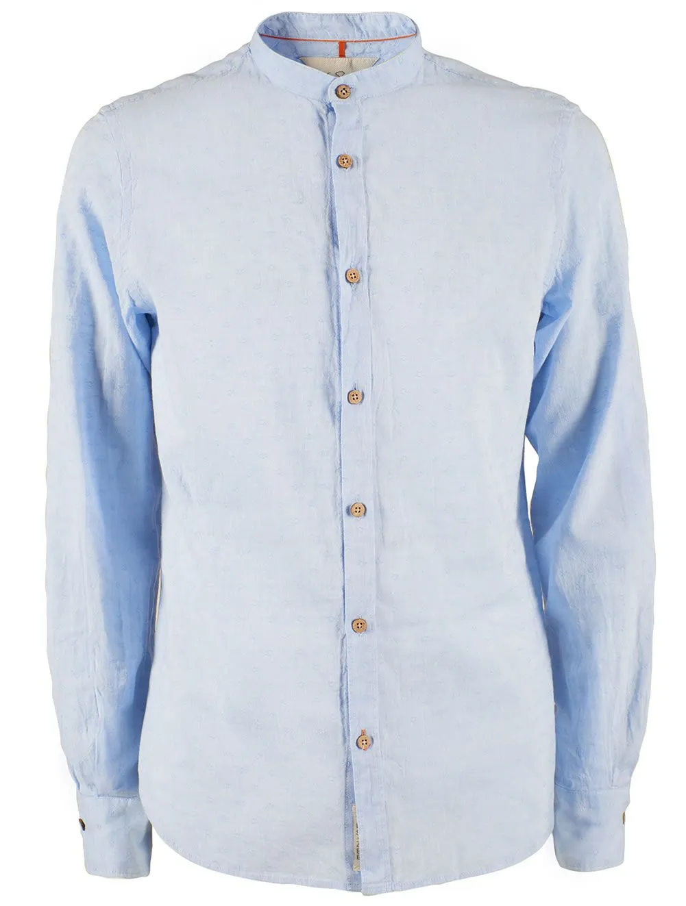 Yes Zee Men's Elegant Light Blue Linen Long Sleeve Shirt