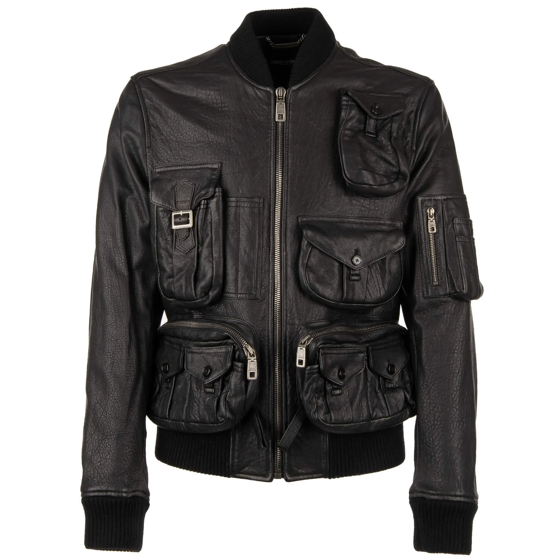 Dolce & Gabbana Men's Sleek Lambskin Multipocket Military Jacket