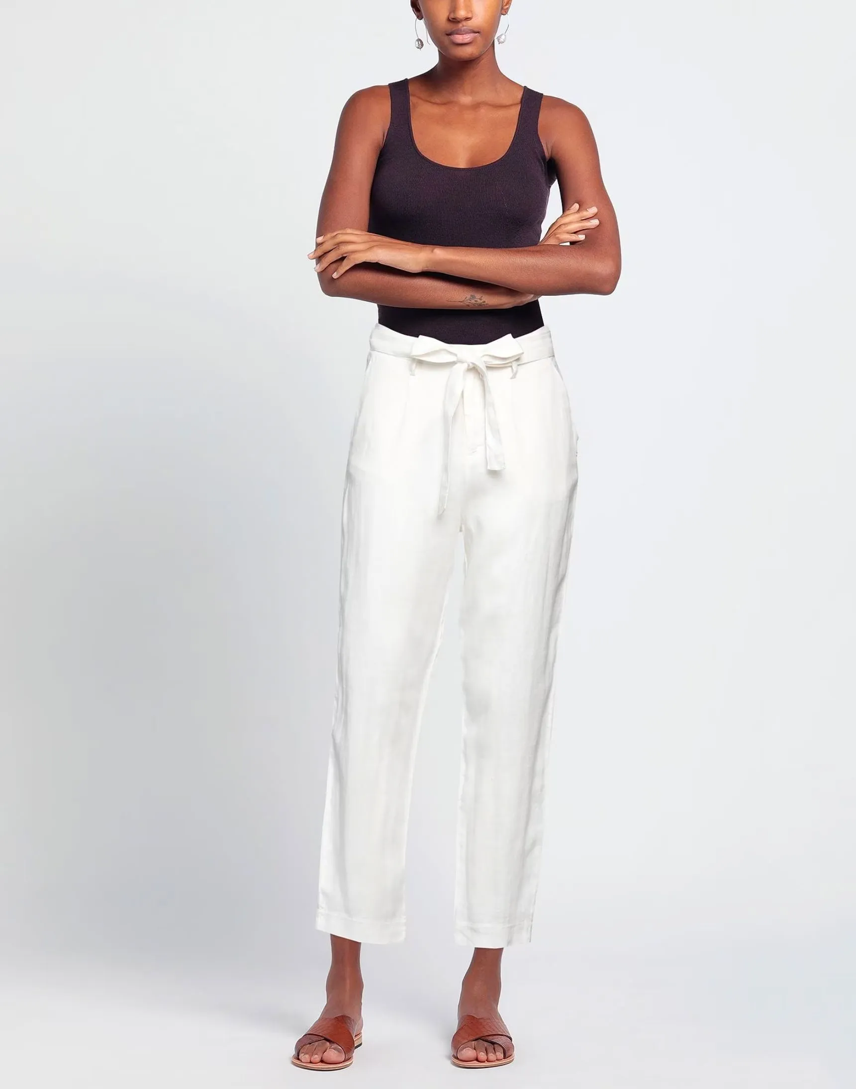 Yes Zee Women's Chic White Linen Cargo Pants - Comfort Fit