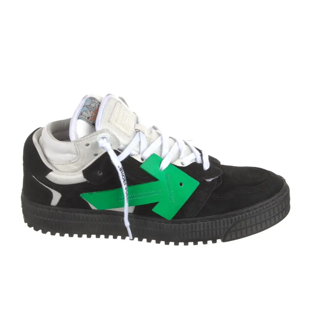 Off-White Women's Elegant Low Suede Sneakers with Green Logo Detail