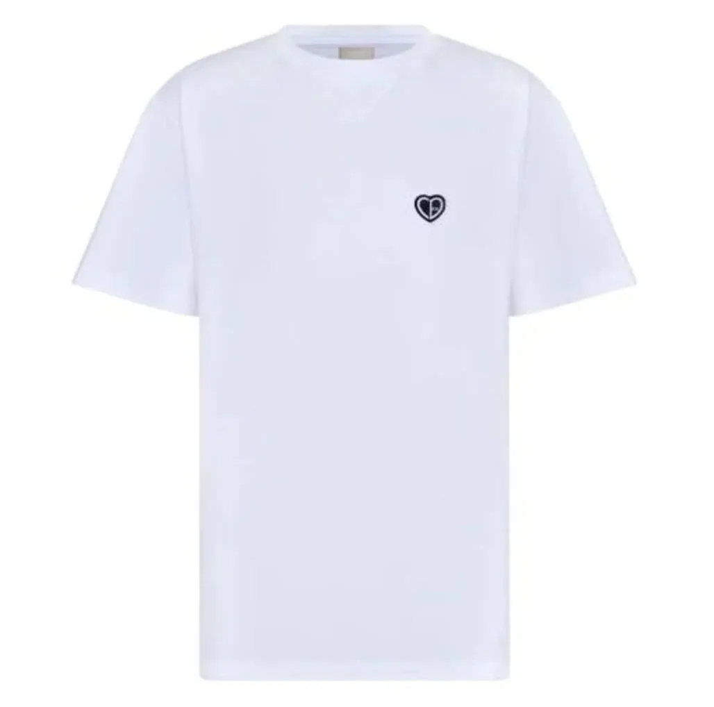 Dior Men's Embroidered Heart Logo Cotton T-Shirt