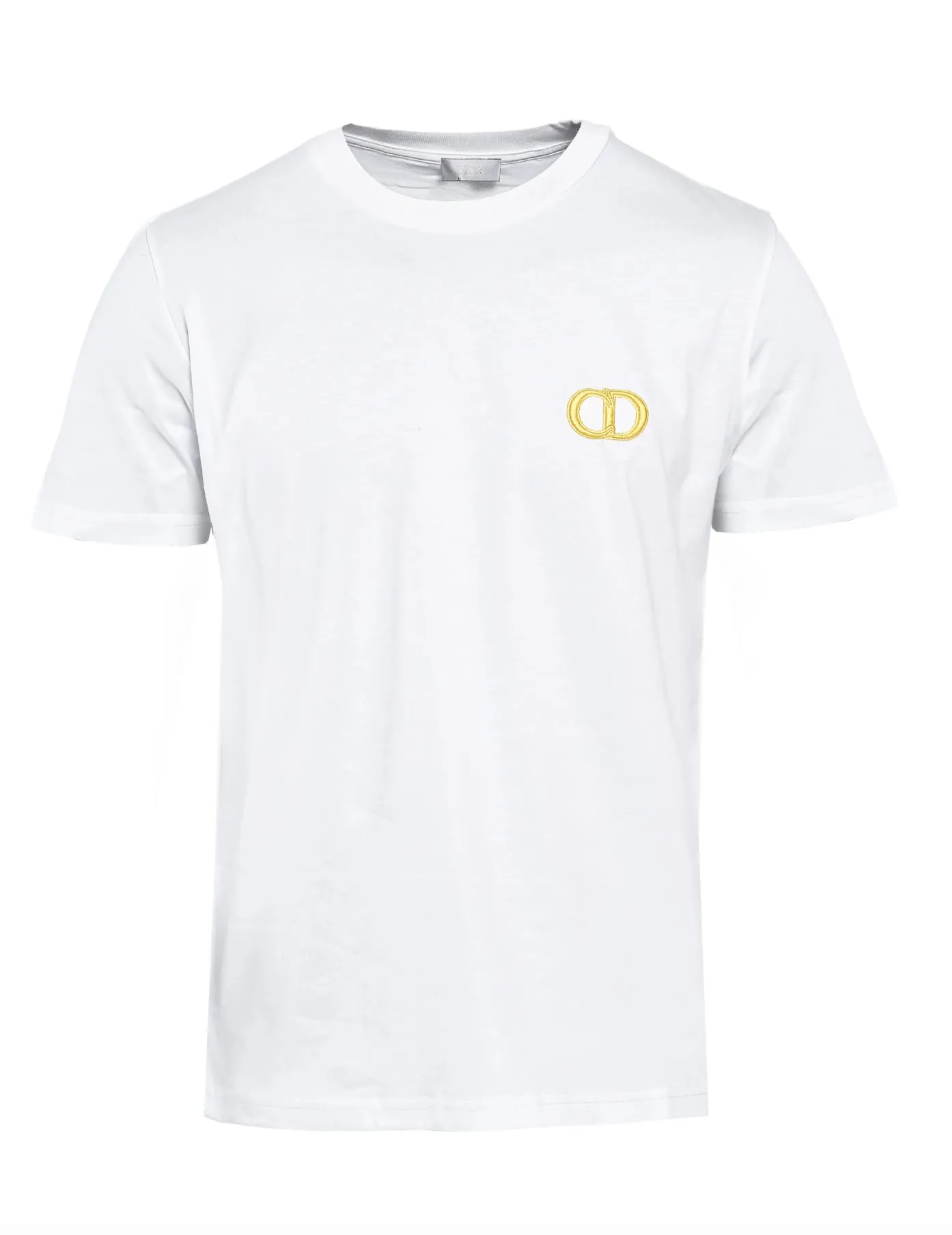 Dior Men's Elegant White Embroidered Logo Tee