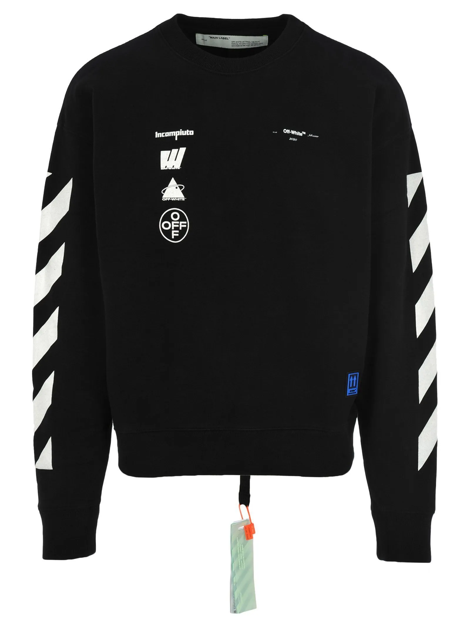 Off-White Men's Elevated Crewneck Sweater with Signature Prints