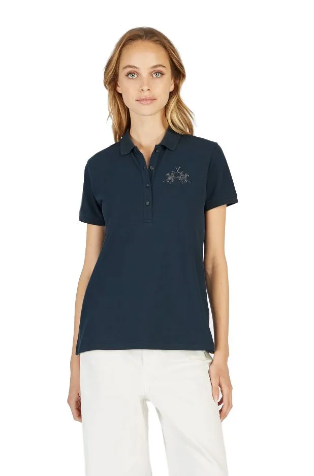 La Martina Women's Elegant Beaded Logo Cotton Polo for Women