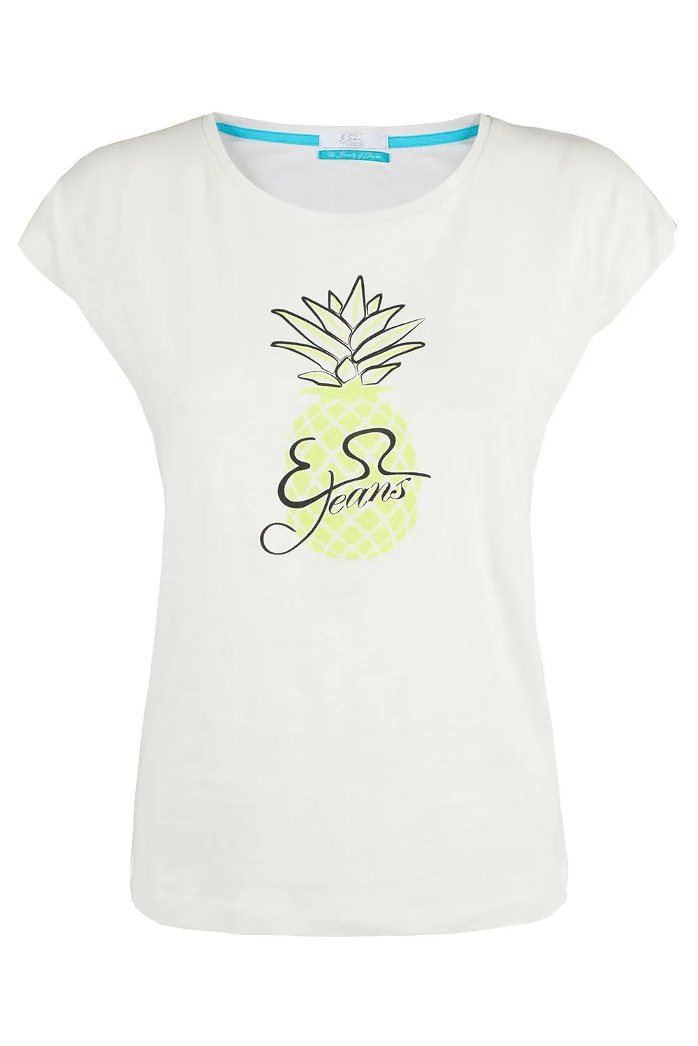 Yes Zee Women's Glitter Print Chic White Tee for Women