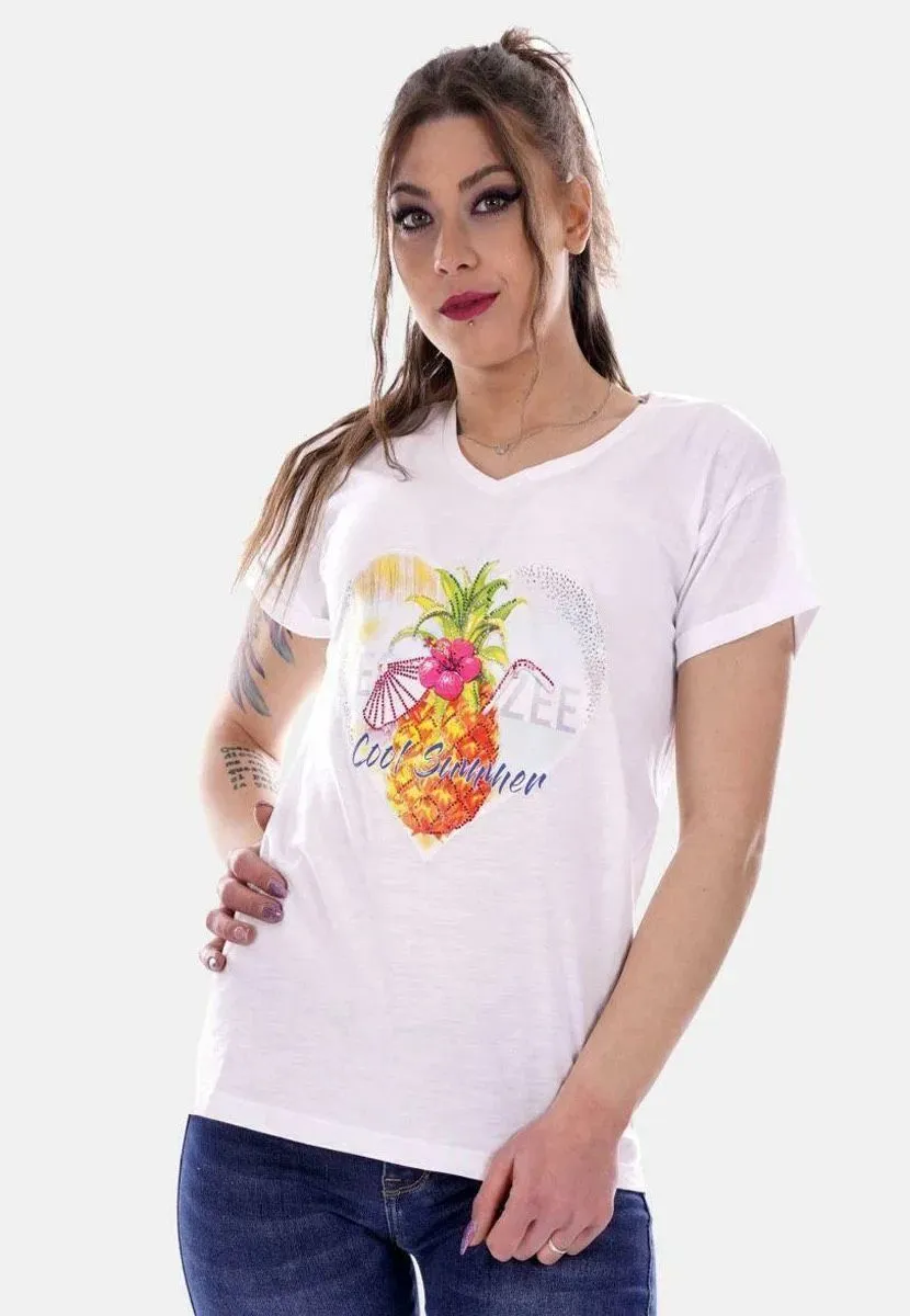 Yes Zee Women's Elegant White Printed Sweater with Brilliance