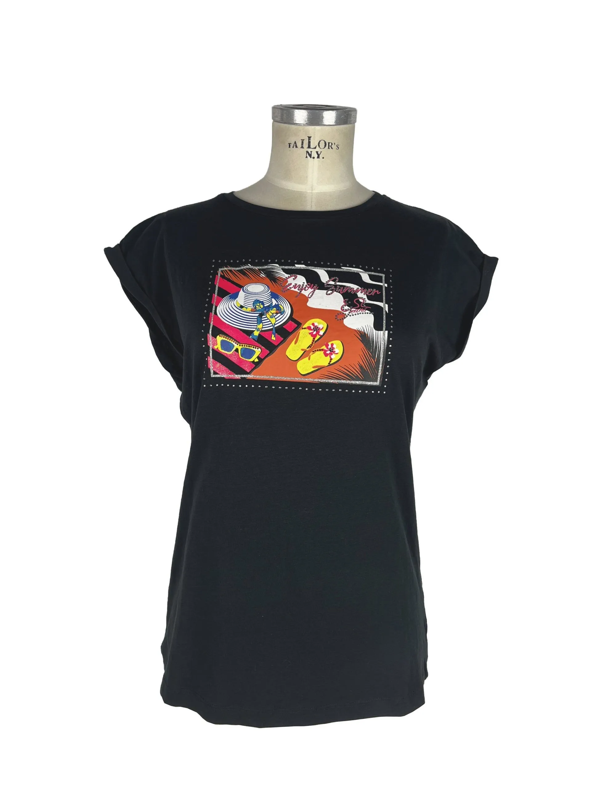 Yes Zee Women's Elegant Black Sweater with Brilliance Detail