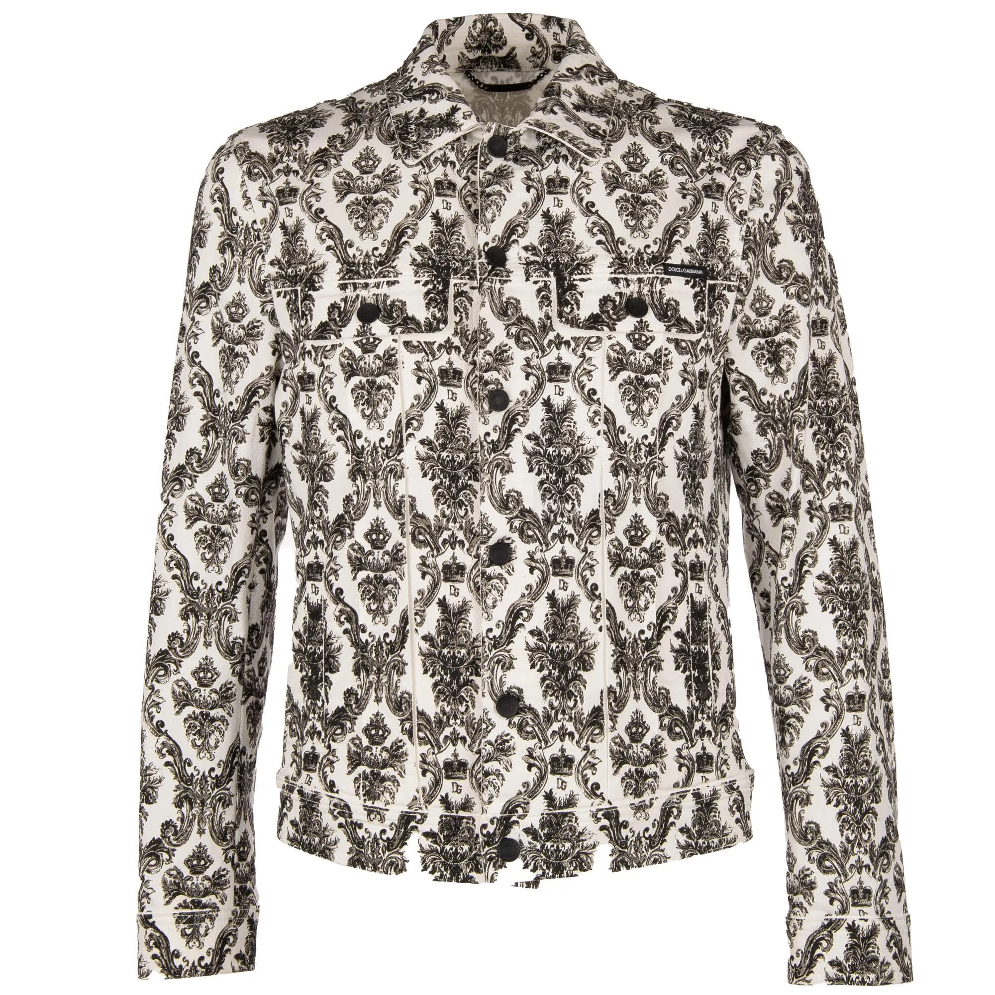 Dolce & Gabbana Men's Elegant White Denim Crown Jacket