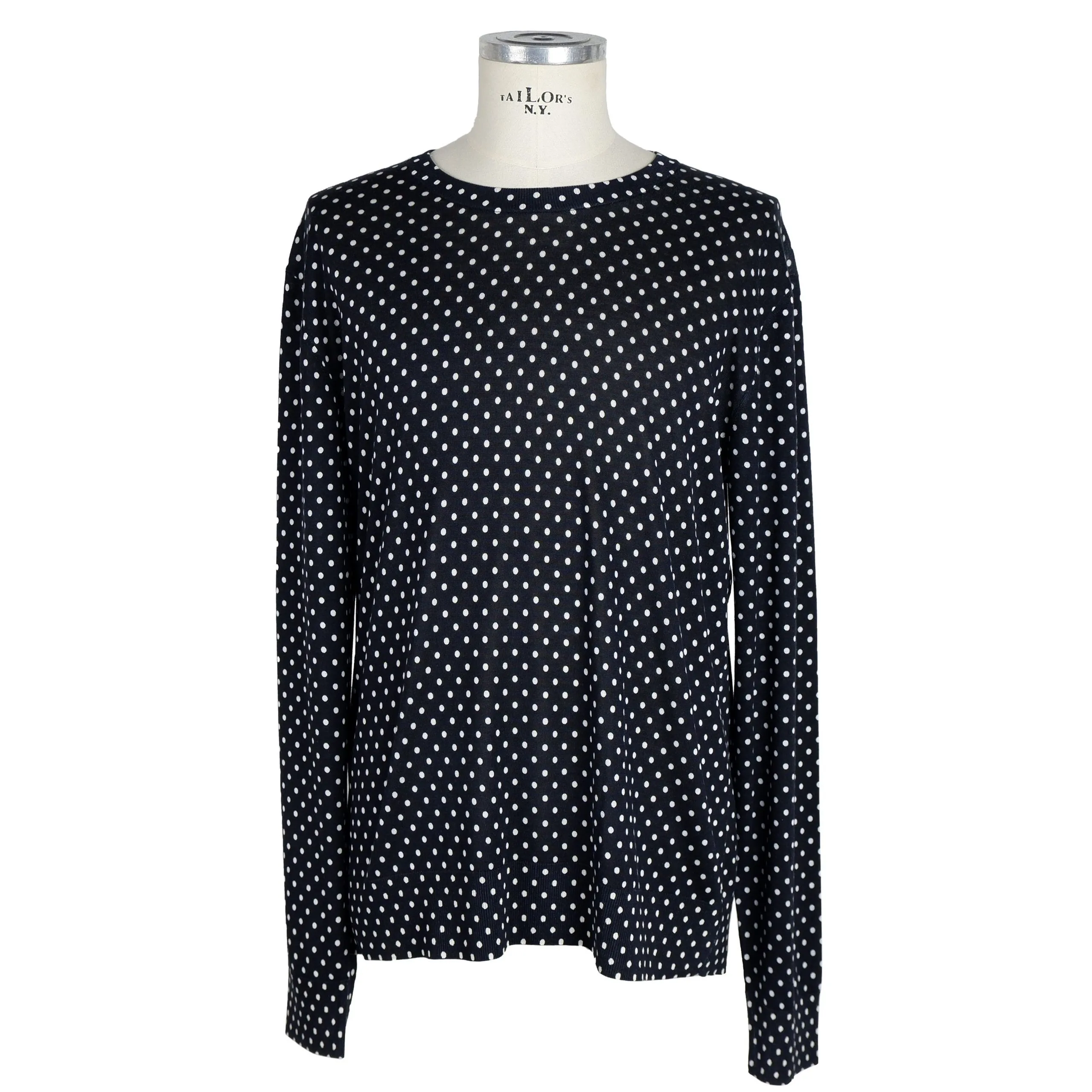 Dolce & Gabbana Men's Elegant Dot Print Silk Crew Neck Sweater