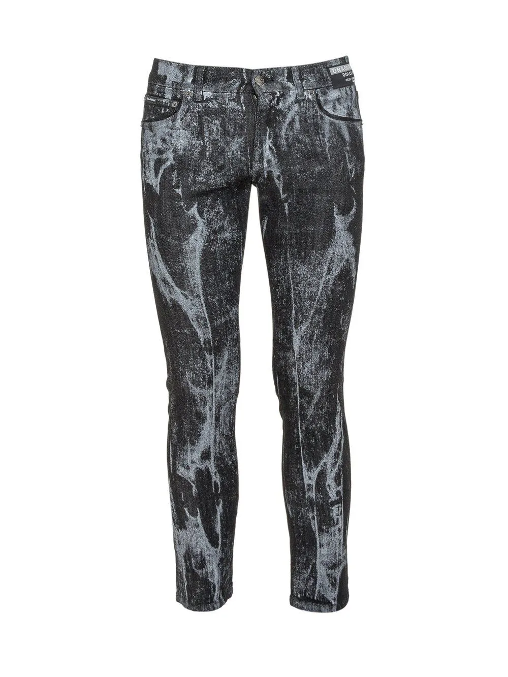 Dolce & Gabbana Men's Slim Fit Designer Dark Grey Jeans with Logo Detail
