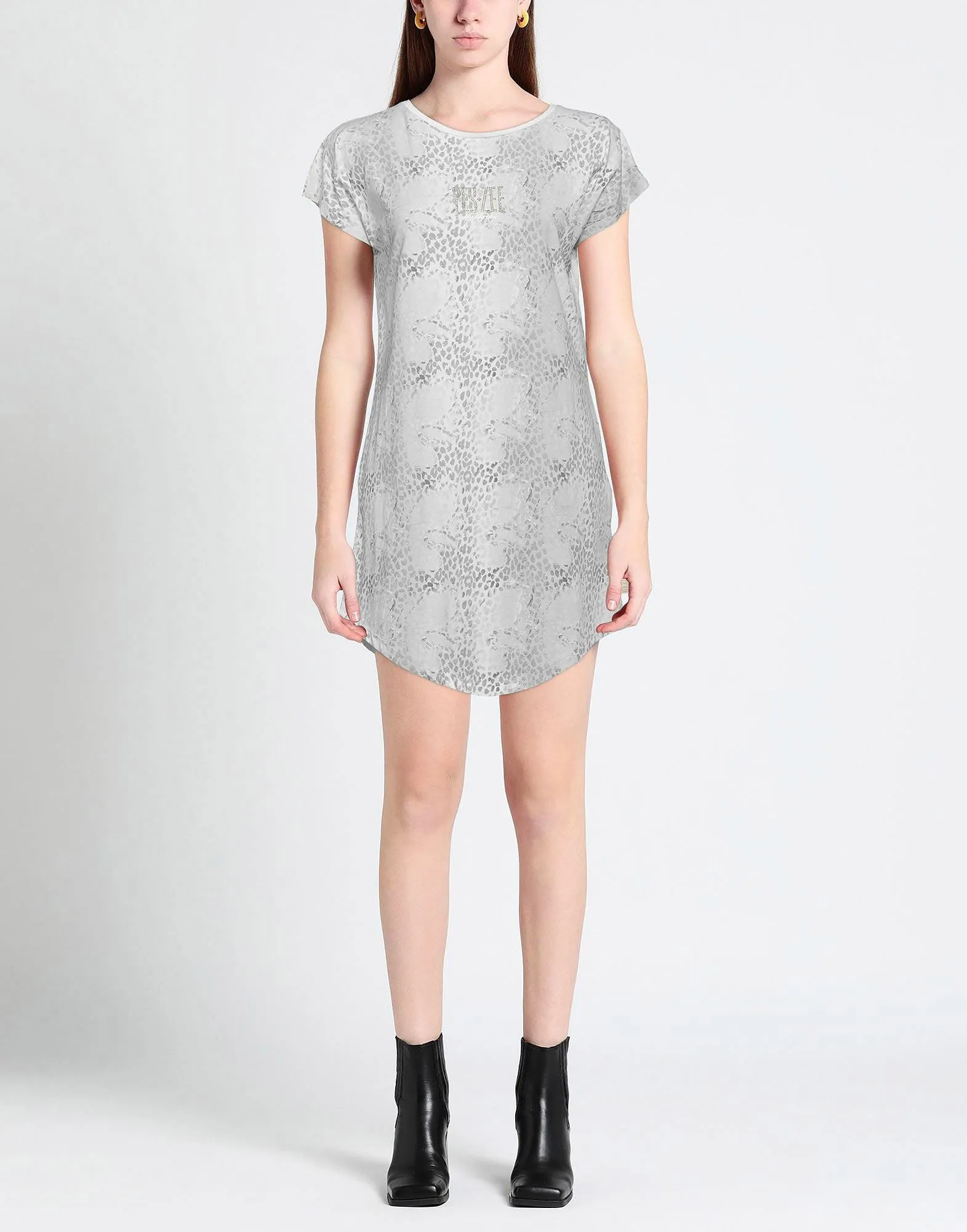 Yes Zee Women's Chic Leopard Print Dress in Grey Tones