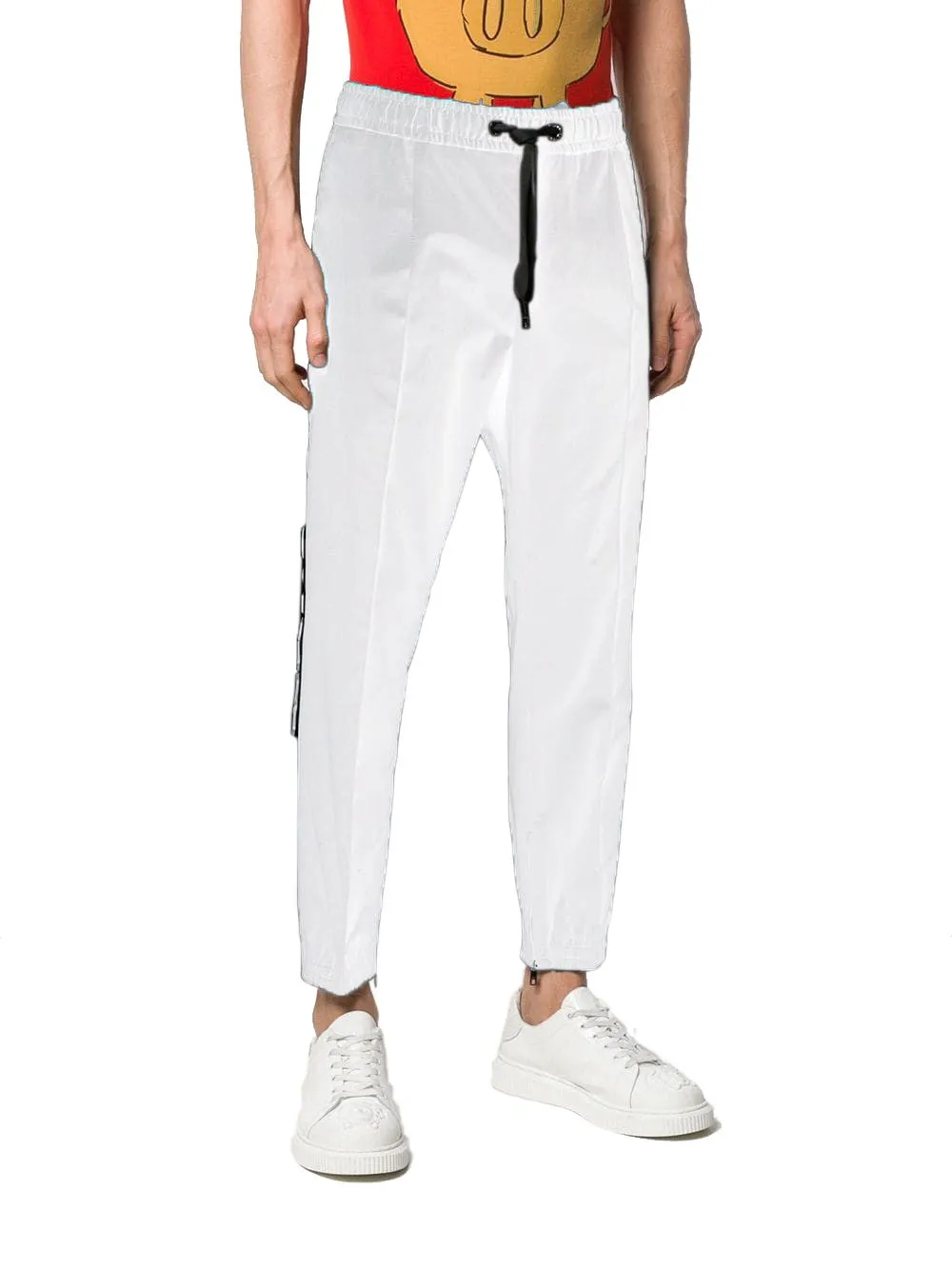 Dolce & Gabbana Men's Elegant Cotton Drawstring Trousers with Logo Bands