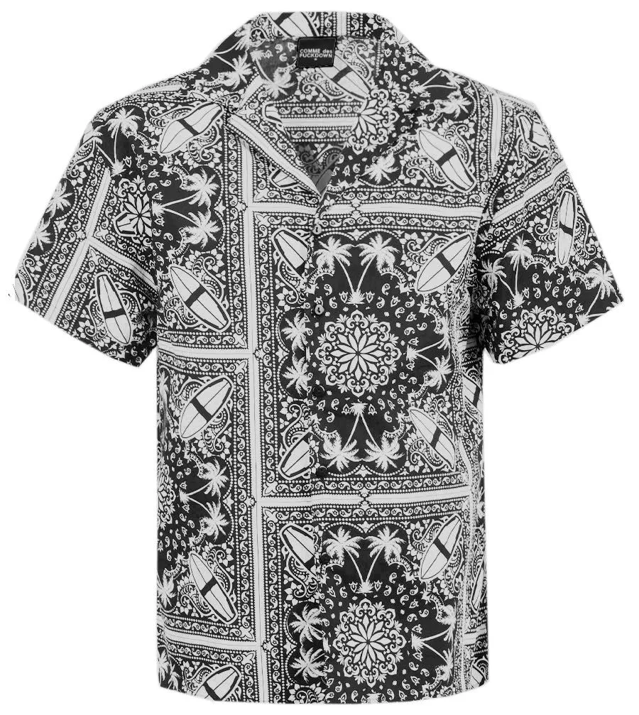 Comme Des Fuckdown Men's Abstract Print Hawaiian Short Sleeve Shirt