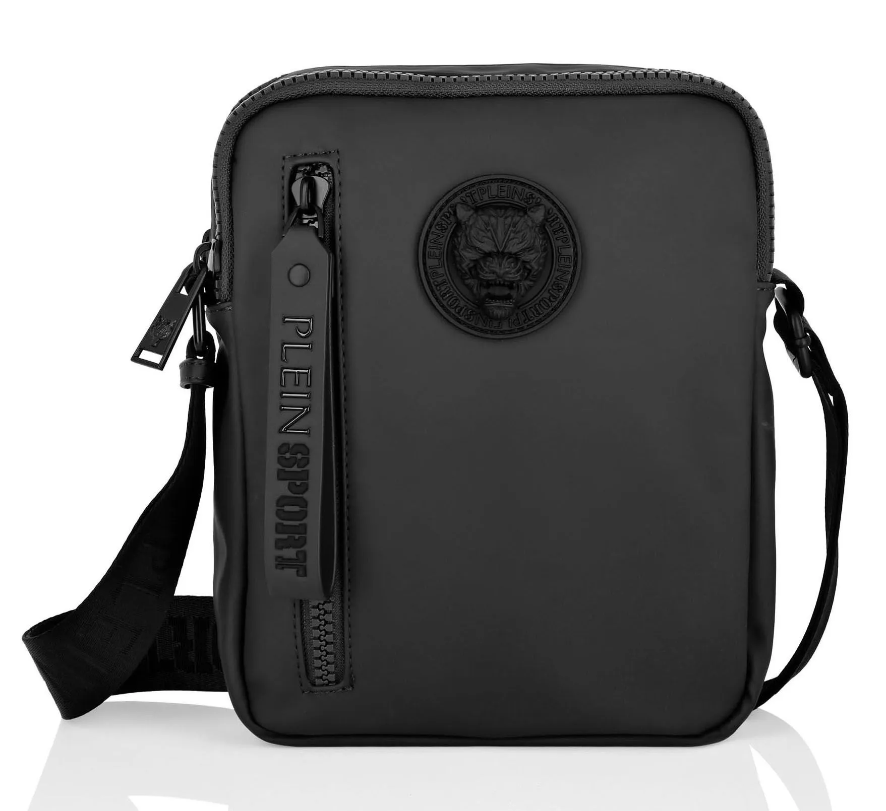 Plein Sport Men's Sleek Messenger Bag with 3D Logo and Zip Closure