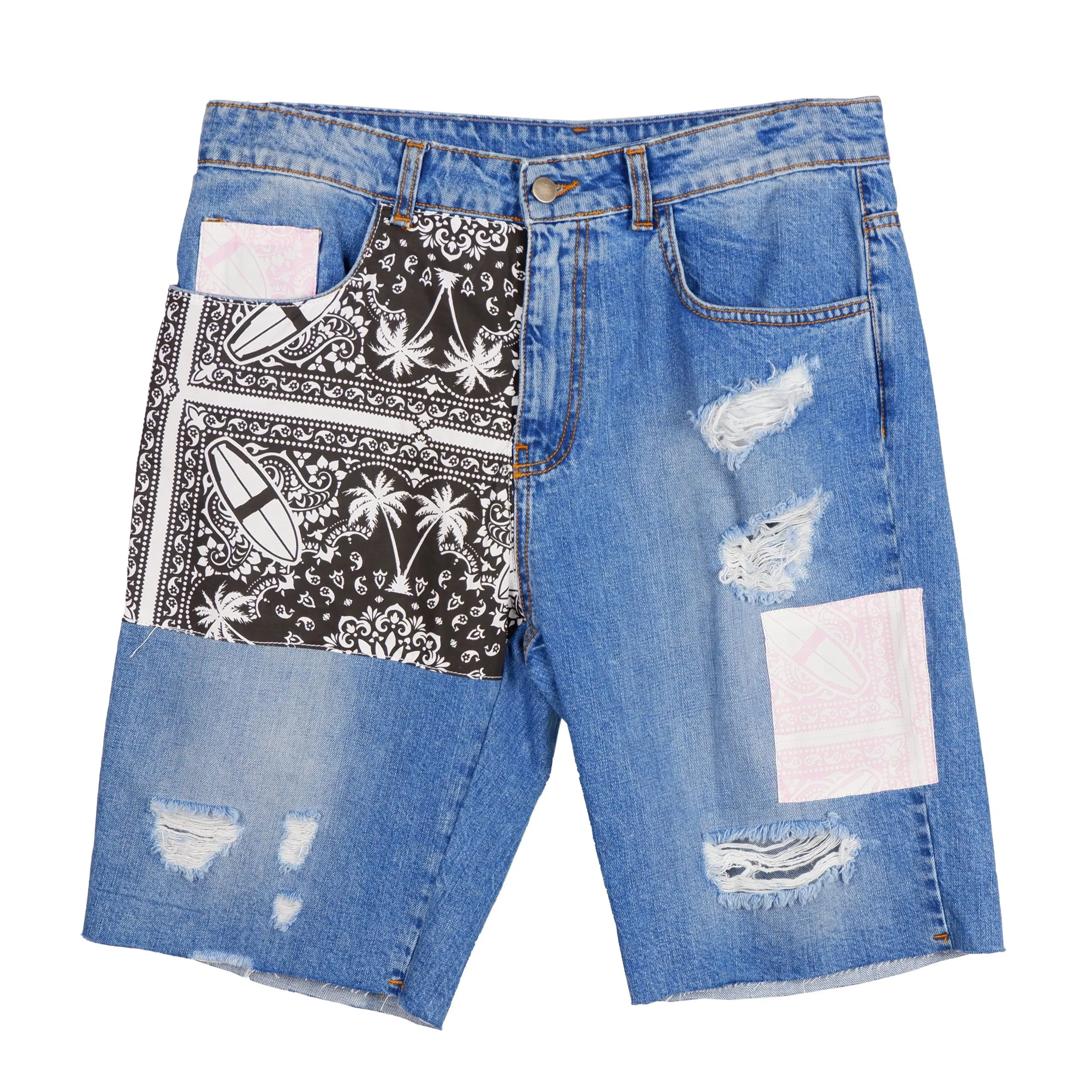 Comme Des Fuckdown Men's Edgy Distressed Denim Bermuda Shorts