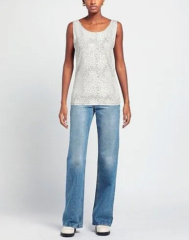 Yes Zee Women's Chic Animalier Sleeveless Light Gray Top