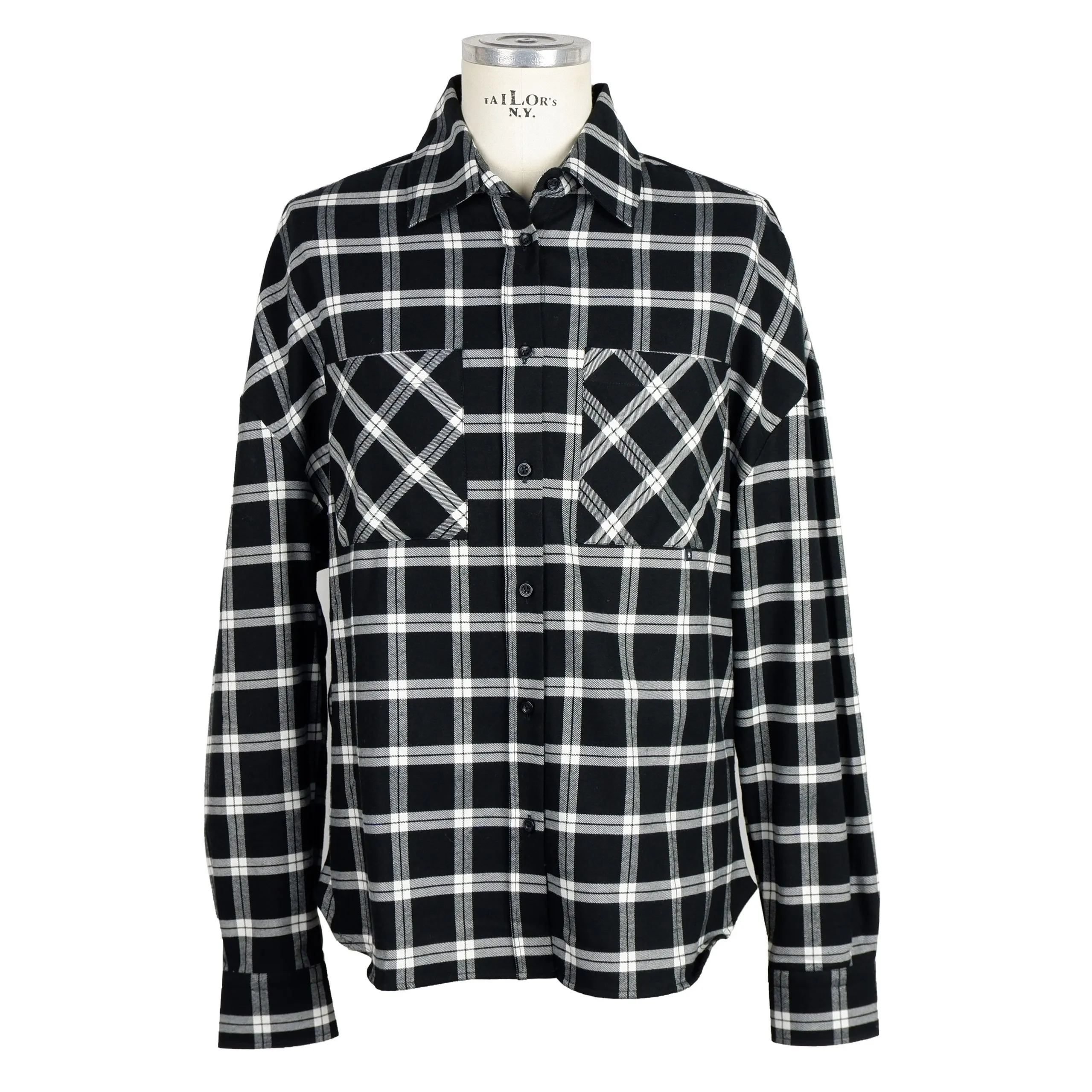 Comme Des Fuckdown Men's Trendy Tartan Button-Up Shirt with Contrast Logo