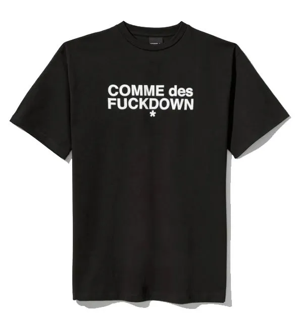 Comme Des Fuckdown Women's Elegant Cotton Logo Tee in Timeless Black
