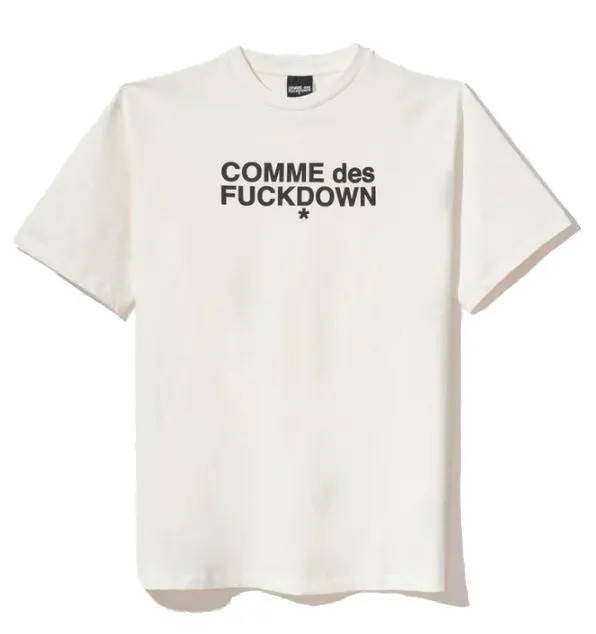 Comme Des Fuckdown Women's Elevated Cotton Tee with Iconic Slogan Print
