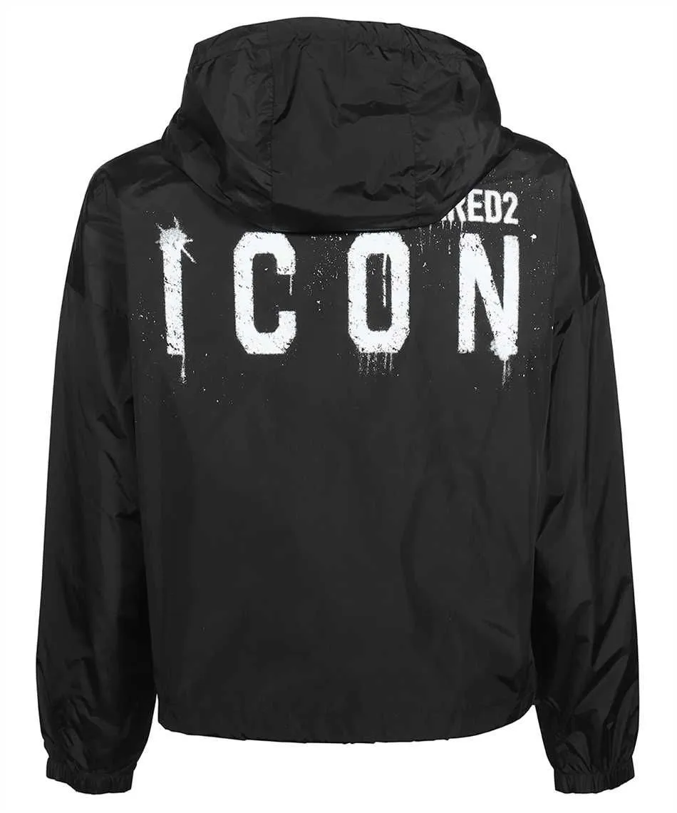 Dsquared² Men's Sleek Black Nylon Hooded Jacket