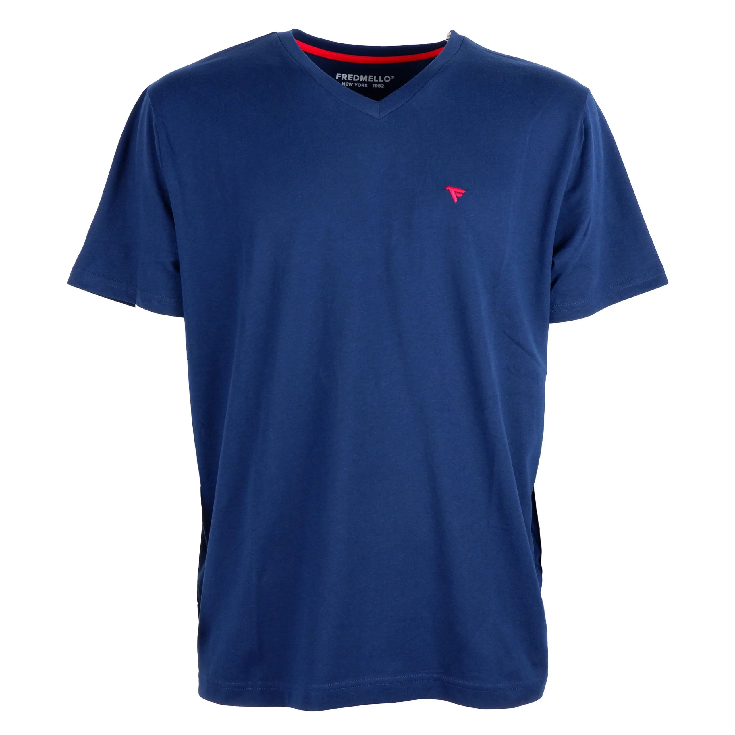 Fred Mello Men's Classic V-Neck Embroidered Logo Tee