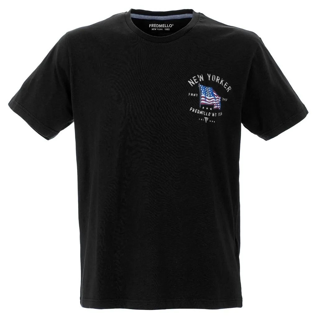 Fred Mello Men's Elegant Black Logo Tee for Men