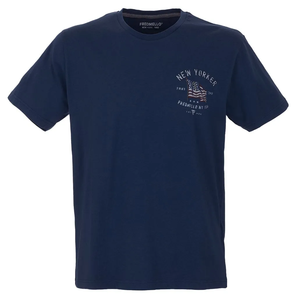 Fred Mello Men's Chic Blue Cotton Logo Tee