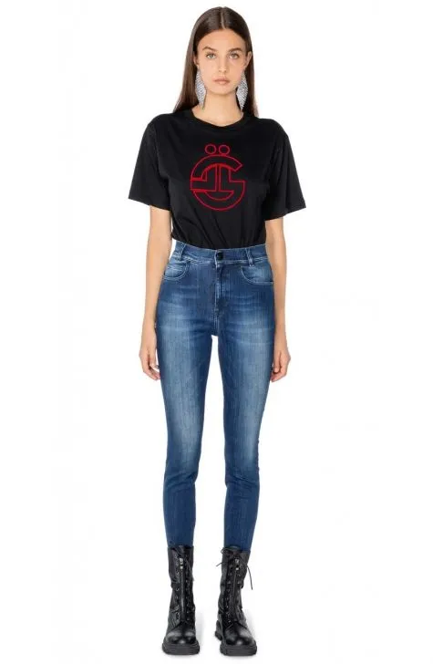 Gaelle Women's High-Waist Super Skinny Velvety Patch Jeans