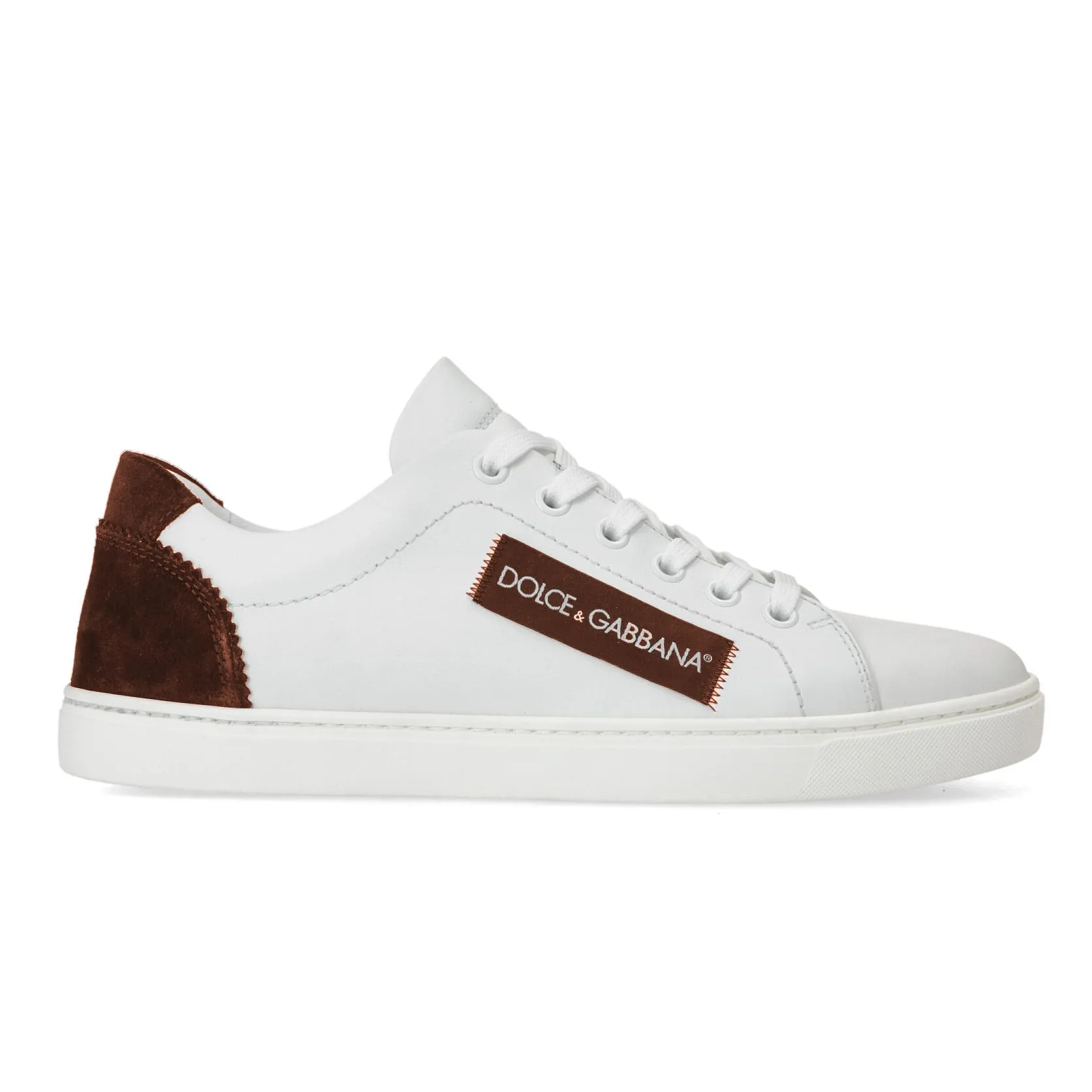 Dolce & Gabbana Women's Elegant White Calfskin Sneakers with Suede Detail