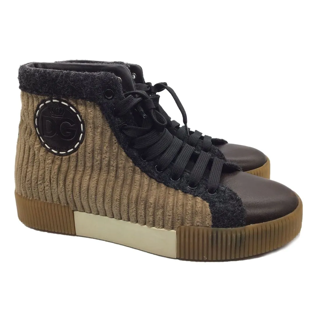 Dolce & Gabbana Men's Elegant Corduroy and Calfskin High Tops