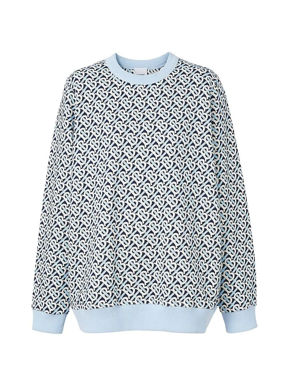 Burberry Men's Elegant Light Blue Logo-Print Sweater