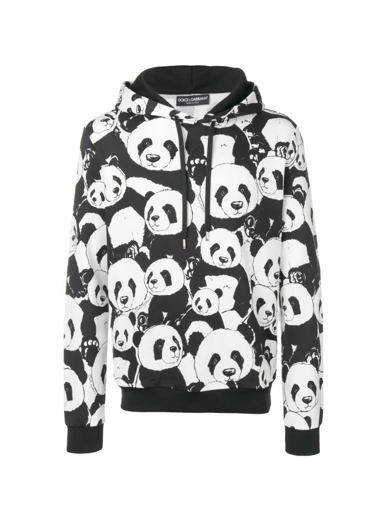 Dolce & Gabbana Men's Elegant White Cotton Hoodie with Chic Print