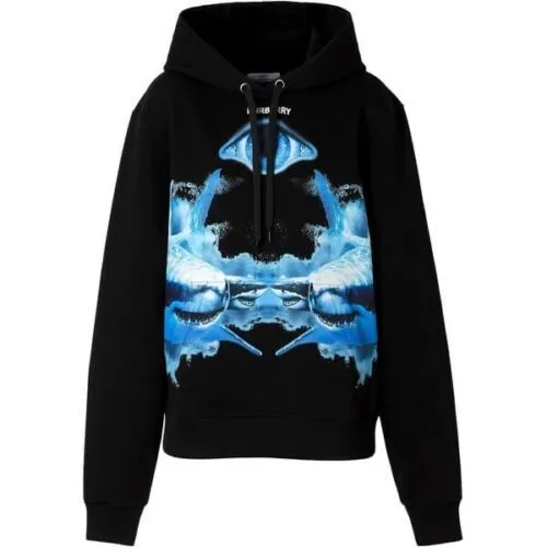 Burberry Men's Graphic Logo Black Sweatshirt with Elastic Cuffs